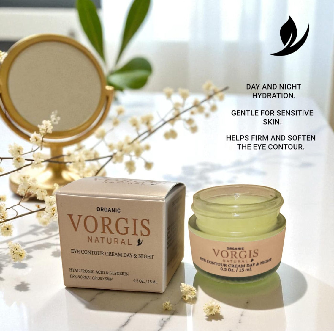 VORGIS Natural Eye Contour Cream Day & Night – 0.5 oz. / 15 ml.