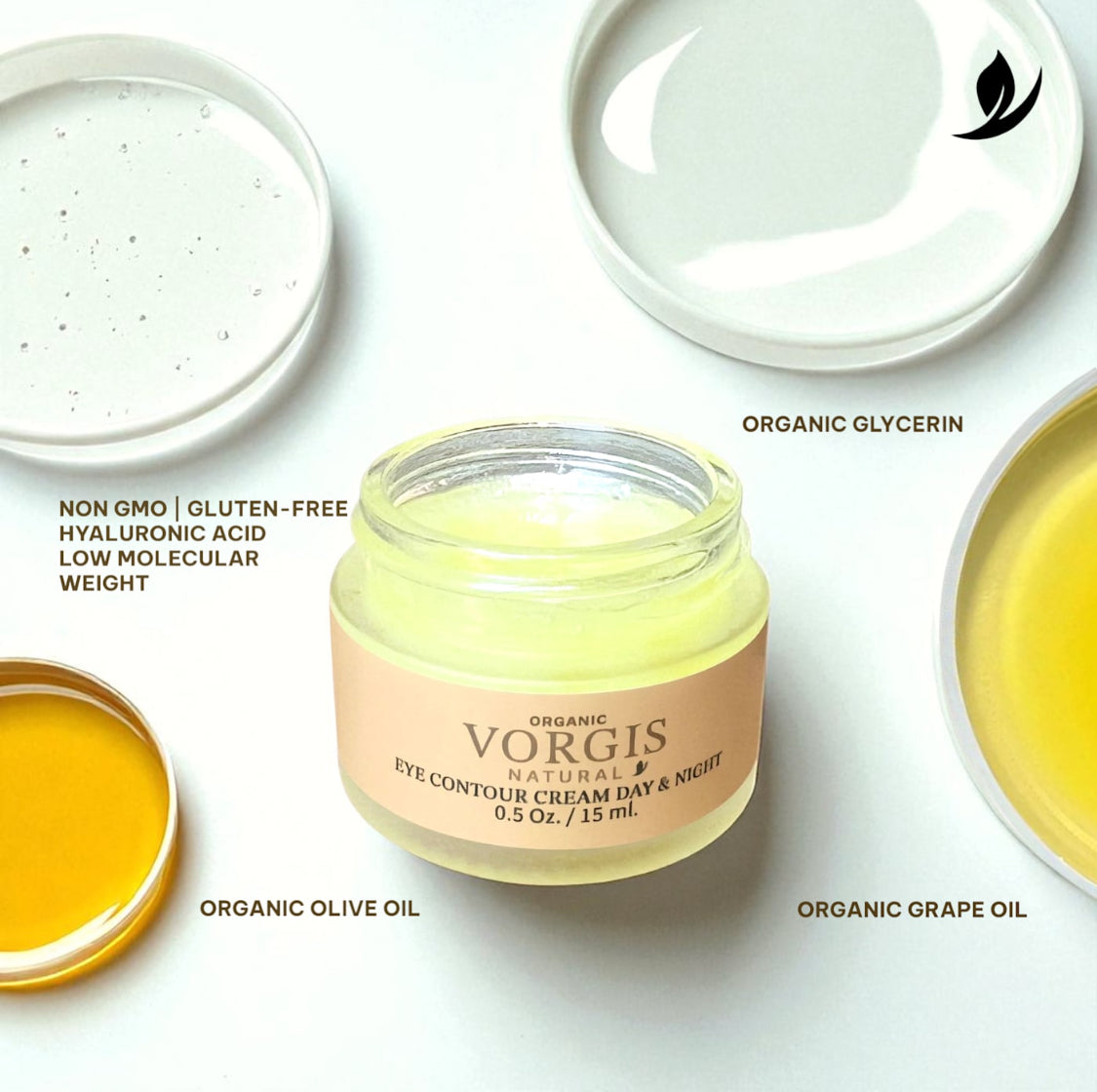 VORGIS Natural Eye Contour Cream Day & Night – 0.5 oz. / 15 ml.