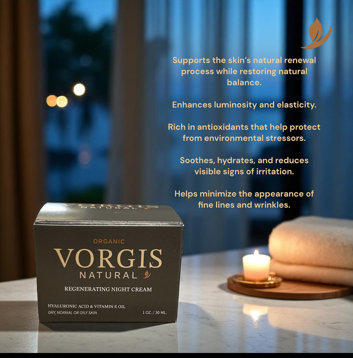 VORGIS Natural Night Regenerating Cream – 1 oz. / 30 ml.